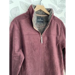 London Fog Burgundy Half Zip Fleece Lined Sweater, Size L
